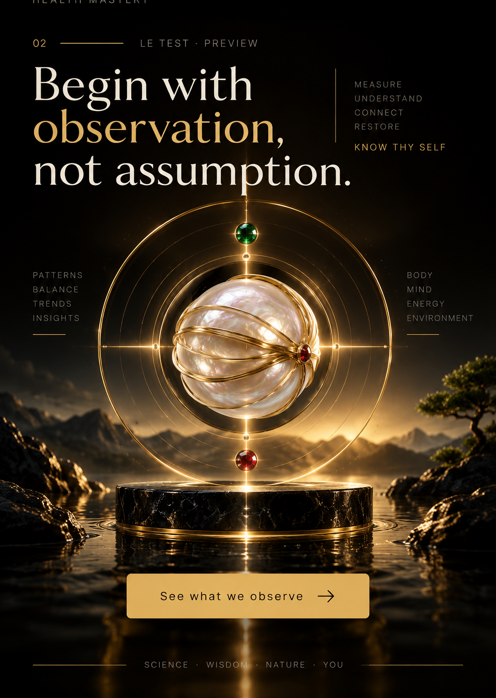 LE Test preview — Begin with observation, not assumption, with an ivory pearl held by fine gold bands