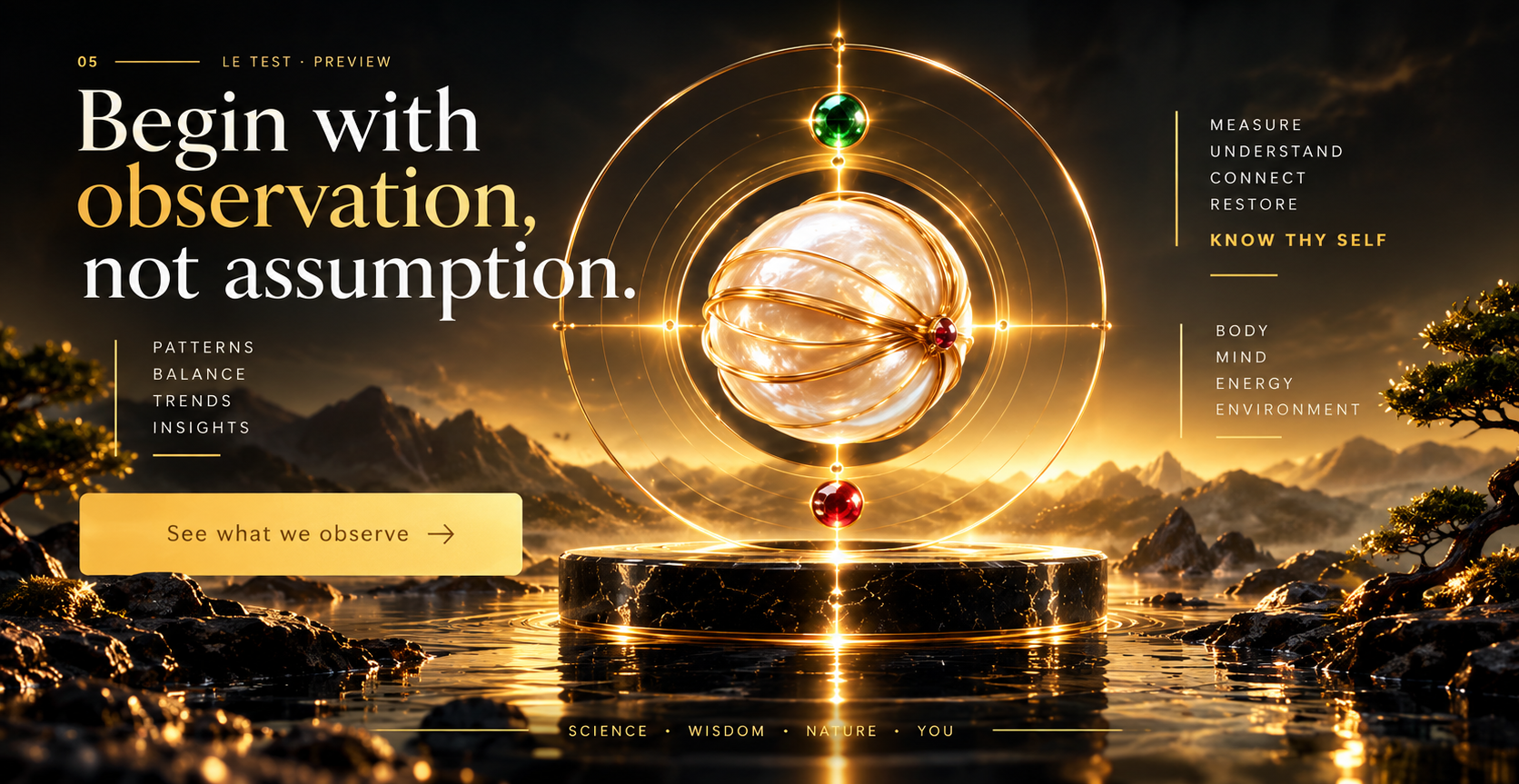 LE Test preview — Begin with observation, not assumption, with an ivory pearl held by fine gold bands